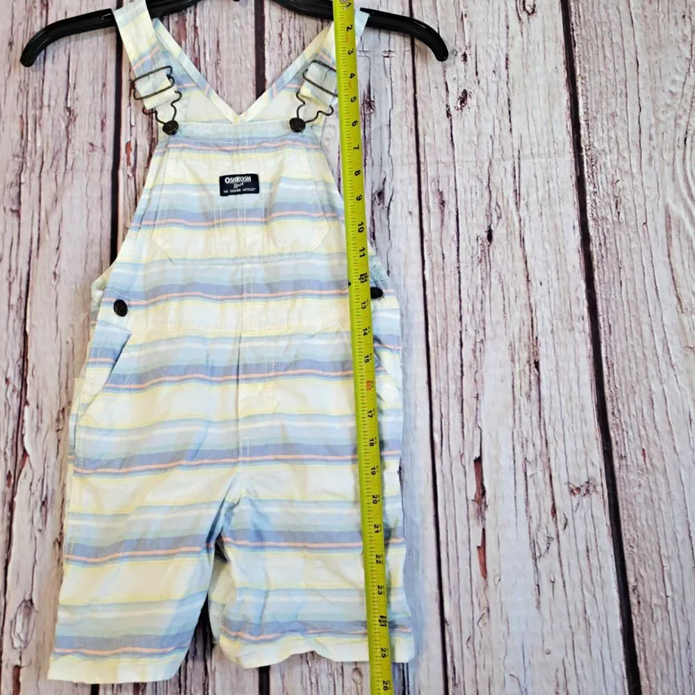 OshKosh B'gosh Striped Sleeveless V-Neck Overall One-Piece 5T Pockets